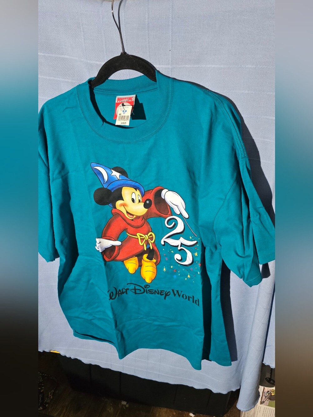 Vintage Disney Ink Teal Mickey Mouse Sorcerer 25th T-Shirt